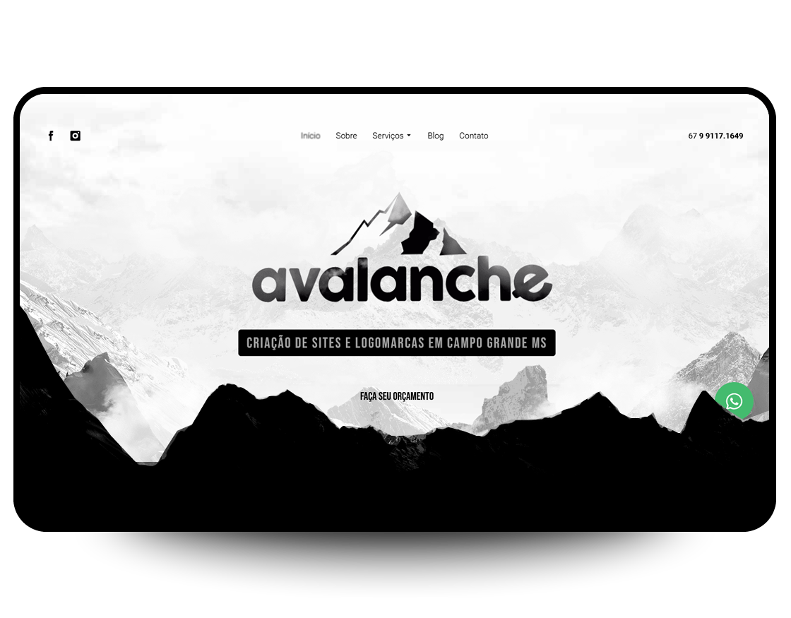 Site Avalanche Produtora, projeto da Neex Brasil