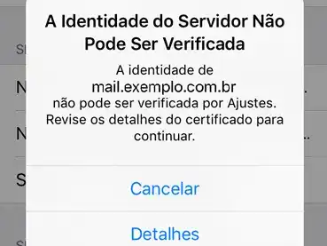 Corrigindo erro no iPhone: A Identidade do servidor não pode ser verificada