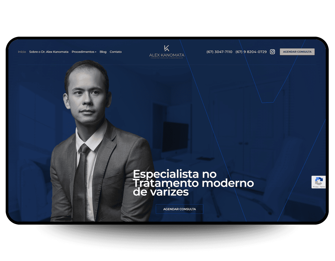Site Dr. Alex Kanomata, criado pela Neex Brasil