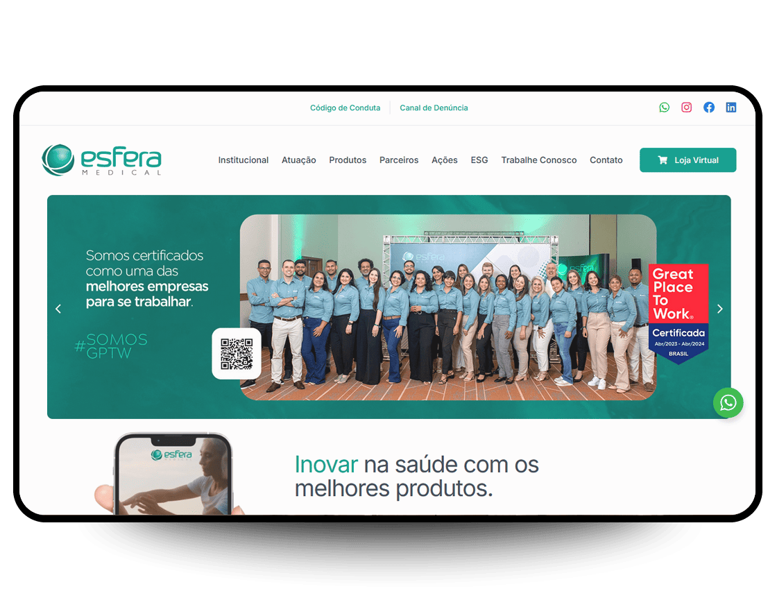 Site Esfera Medical, criado pela Neex Brasil