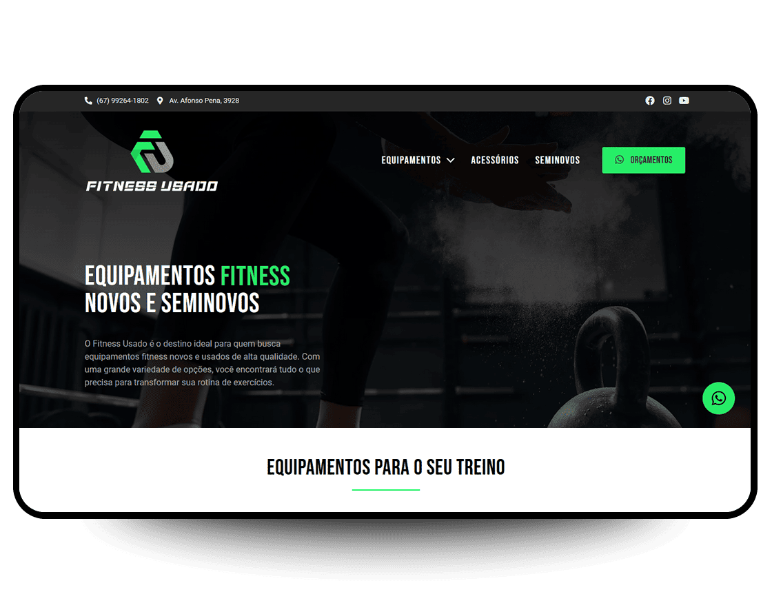 Site Fitness Usado, criado pela Neex Brasil