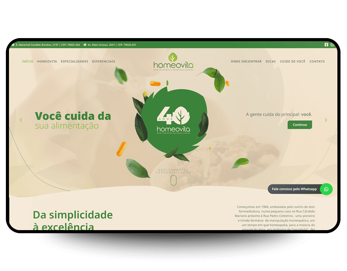 Site Homeovita, criado pela Neex Brasil