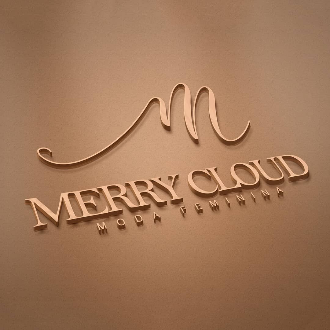Logomarca da Merry Cloud Moda Feminina em letras douradas em relevo
