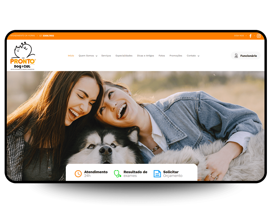 Site Clínica Pronto Dog, criado pela Neex Brasil