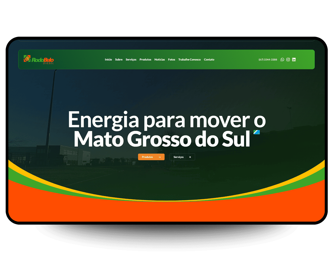 Site RodoBelo Diesel, criado pela Neex Brasil