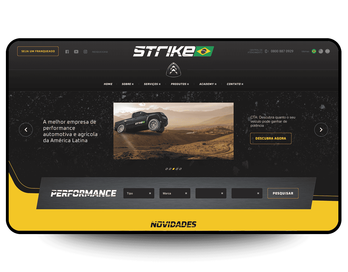 Site Strike Brasil, criado pela Neex Brasil
